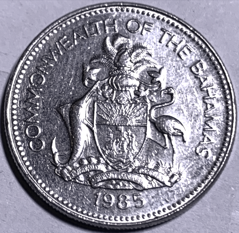 Bahamas 1985 25 Cents • KM#59 • Sailboat Coin • Low Mintage 2M • Elizabeth II