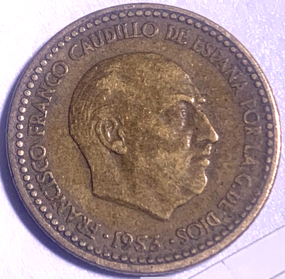 KM#776 Spain 1 Peseta Coin – 1961 Star Date – 37M Minted in Madrid