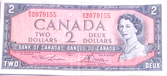 Canadian 2 Dollar Bill 1954 – MG Series, Lawson-Bouey, BC-38d, P#76d