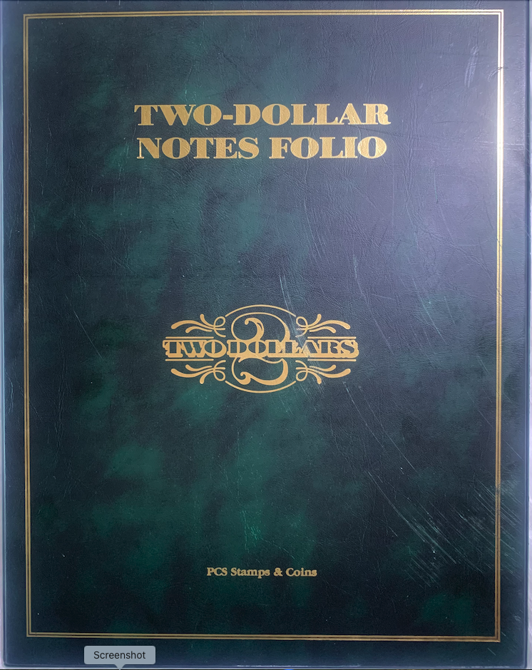 PCS $2 Notes Folio | 1928–1976 incl. Red Seal &amp; Uncut | Serial &amp; Value Listed