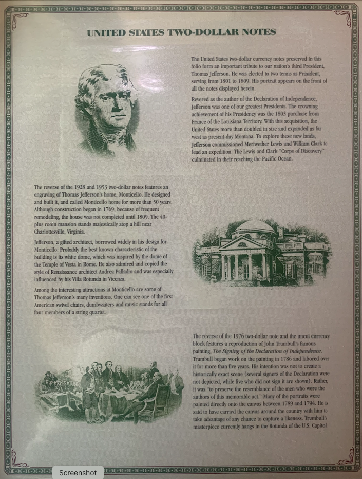 PCS $2 Notes Folio | 1928–1976 incl. Red Seal &amp; Uncut | Serial &amp; Value Listed