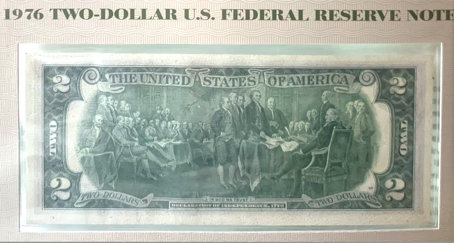 PCS $2 Notes Folio | 1928–1976 incl. Red Seal &amp; Uncut | Serial &amp; Value Listed