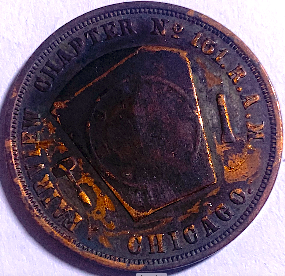 USA Masonic Chapter Penny Token – Fairview No. 161 R.A.M. Chicago – 1874