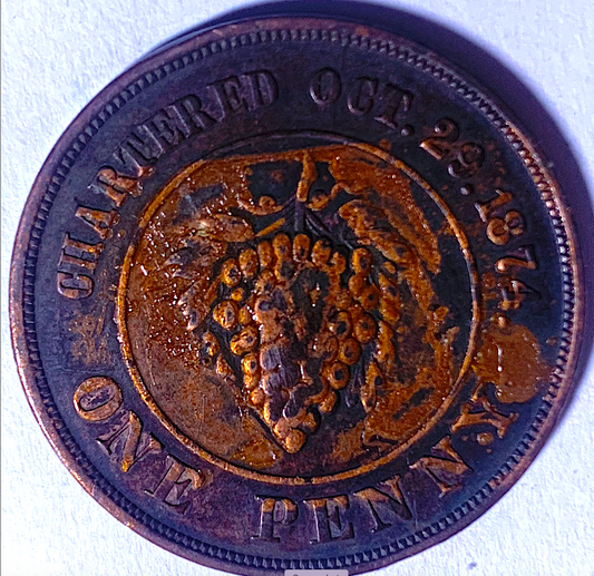 USA Masonic Chapter Penny Token – Fairview No. 161 R.A.M. Chicago – 1874