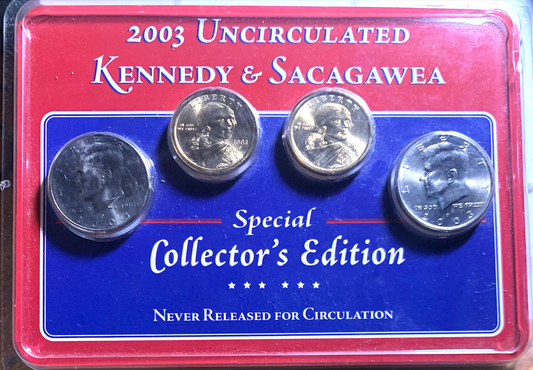 2003 Kennedy &amp; Sacagawea Set • KM# A202b + 310 • Uncirculated P+D • Littleton