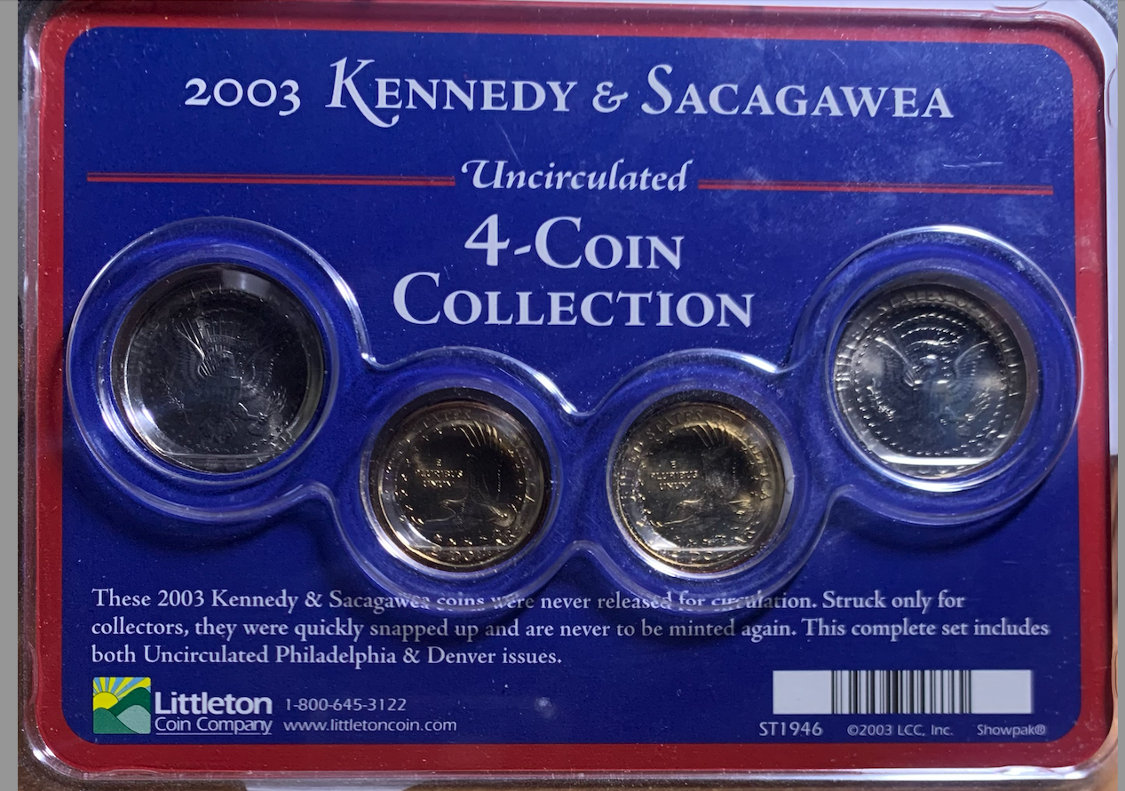 2003 Kennedy &amp; Sacagawea Set • KM# A202b + 310 • Uncirculated P+D • Littleton