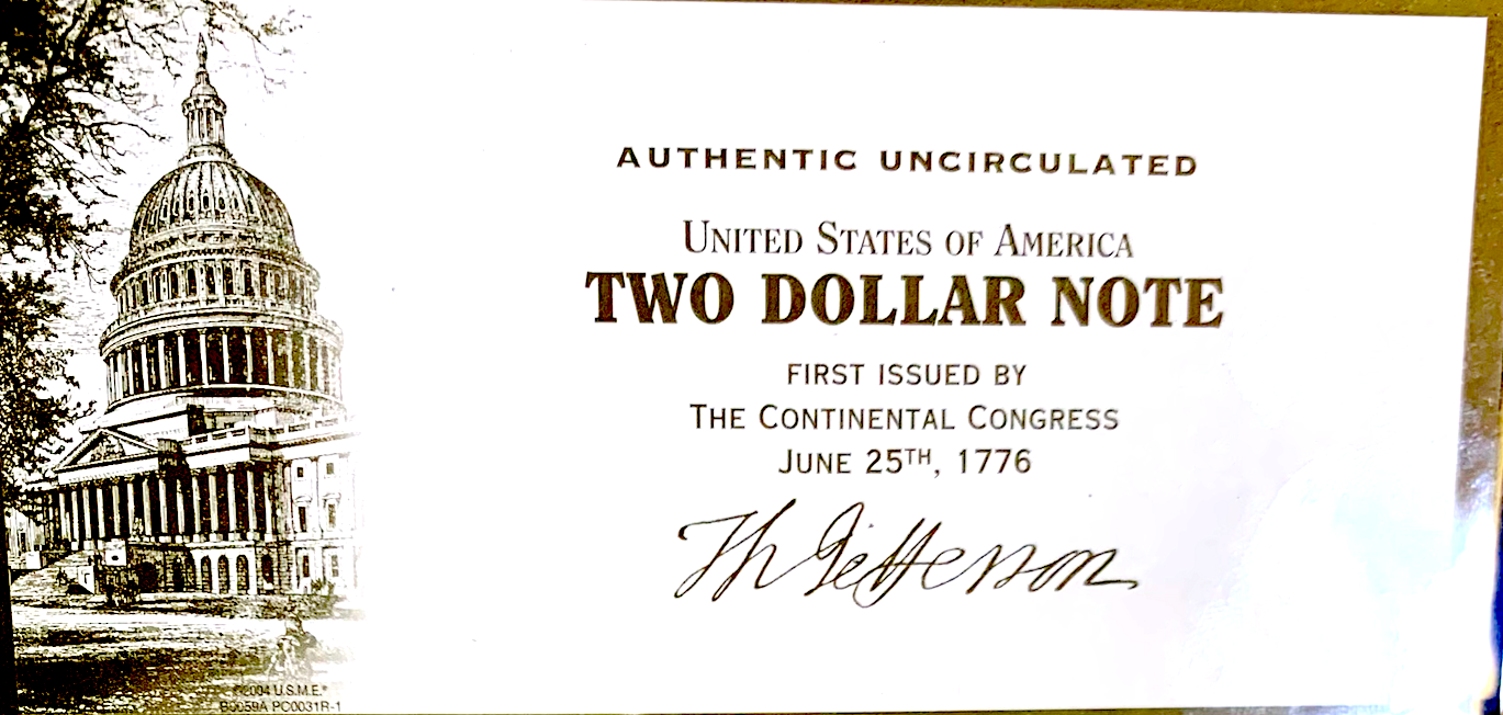 1976 $2 U.S. Federal Reserve Note • Cleveland D • UNC • Bicentennial Note