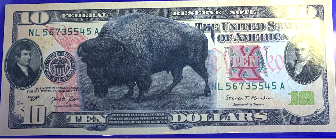 Merrick Mint $10 Commemorative – 2017 FRN, Bison Overprint