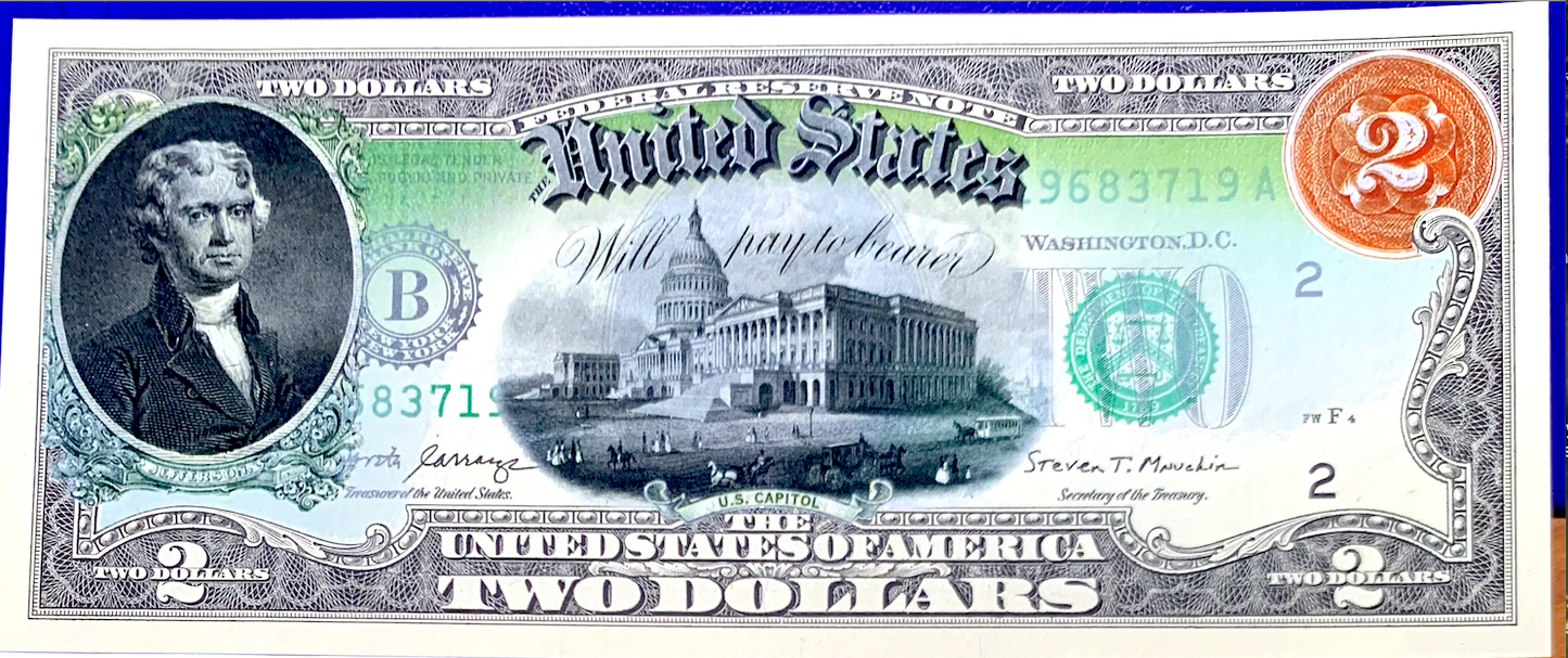 2017 $2 Jefferson Rainbow – Merrick Mint Colorized (Possible Serial Error)