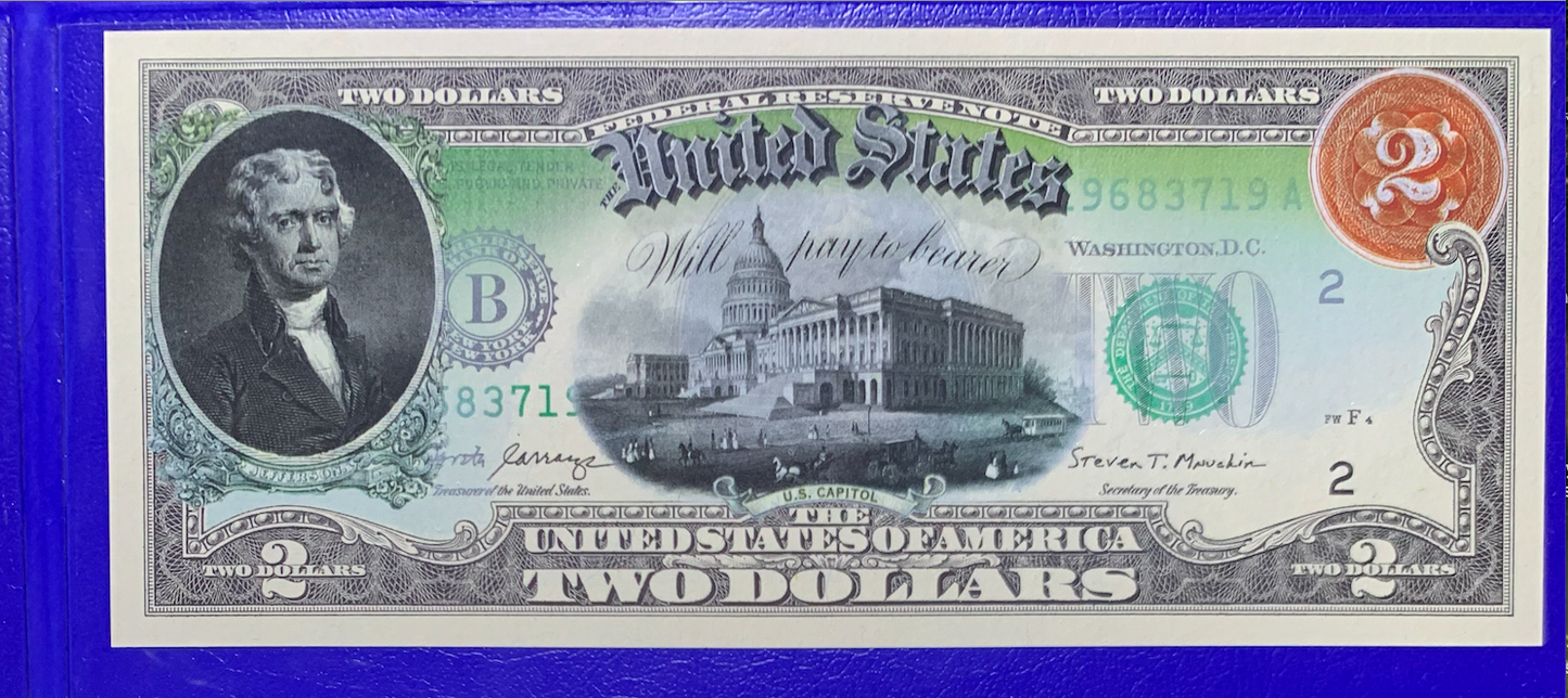 2017 $2 Jefferson Rainbow – Merrick Mint Colorized (Possible Serial Error)