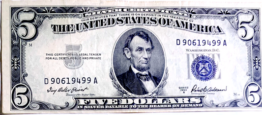 USA 1953-A $5 Silver Certificate, Lincoln Portrait, Fr.1656, P#417a