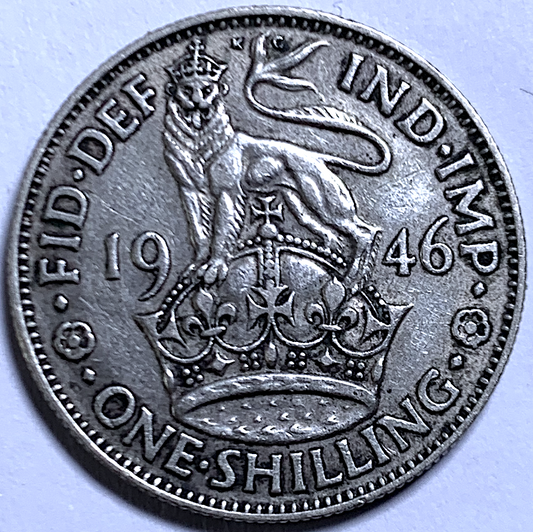 1946 Un chelín británico – Jorge VI – Último año de plata – KM#855 – 0,500 Ag
