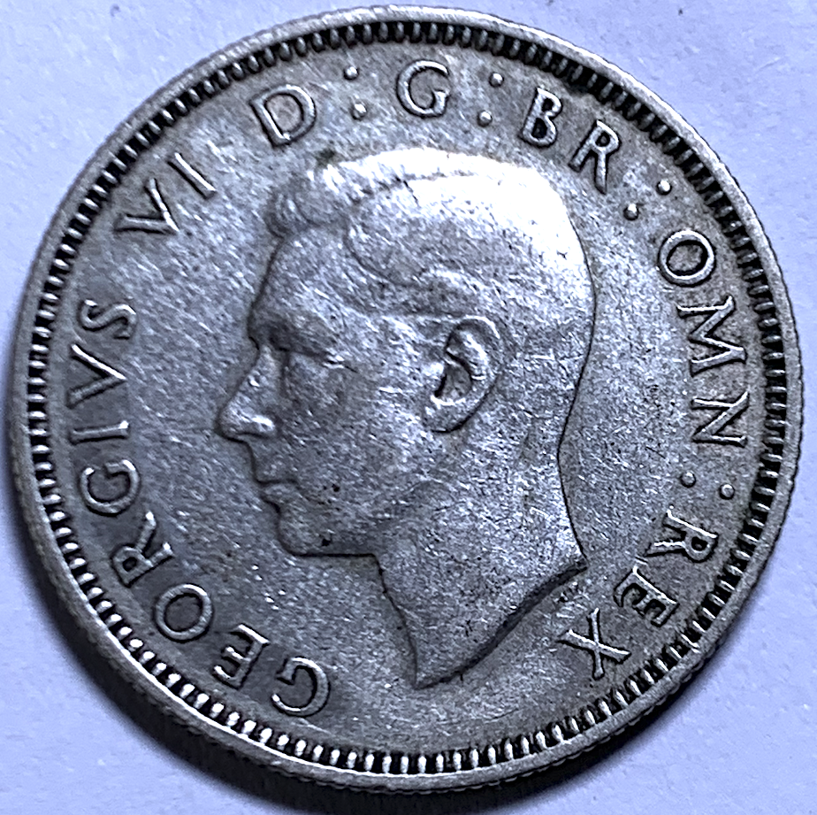 1946 Un chelín británico – Jorge VI – Último año de plata – KM#855 – 0,500 Ag