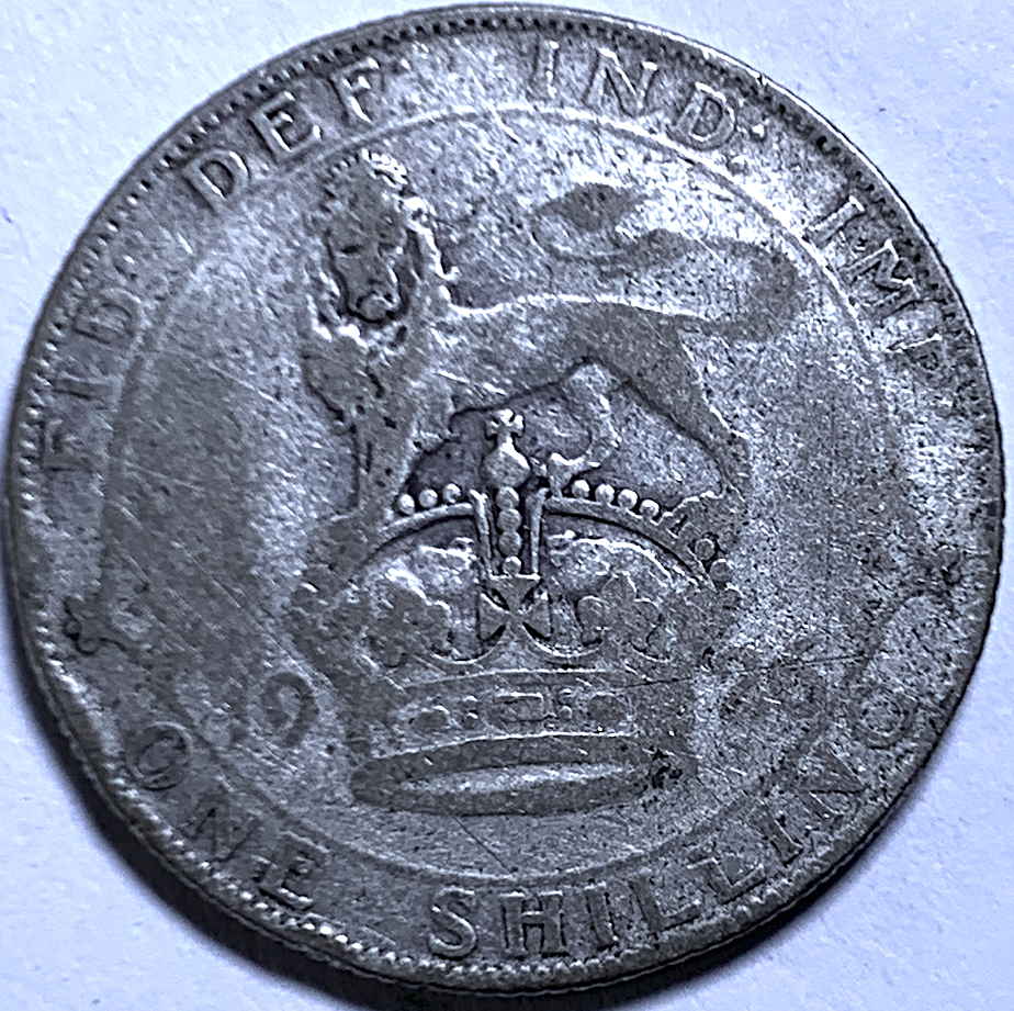 Pièce de 1 shilling britannique de 1926 – George V – Argent sterling – KM#828 – Frappée à 22,5 millions d'exemplaires
