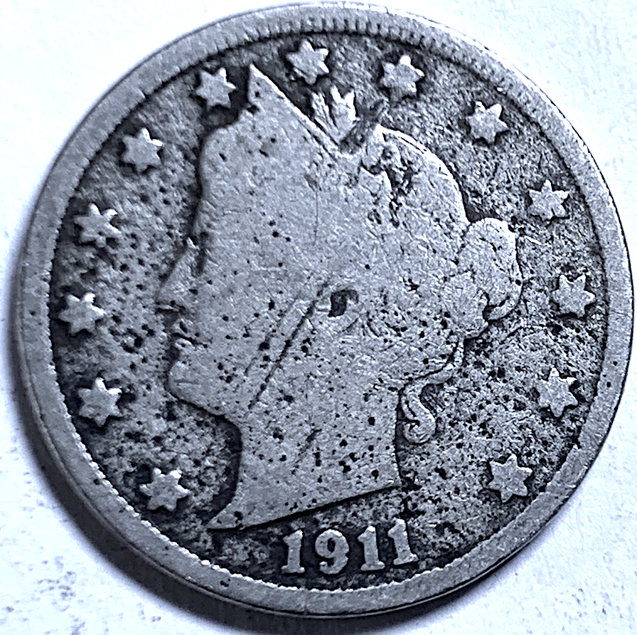Moneda de níquel Liberty Head de 1911 – KM#112 – 5 centavos de EE. UU. – 39,5 millones de unidades acuñadas