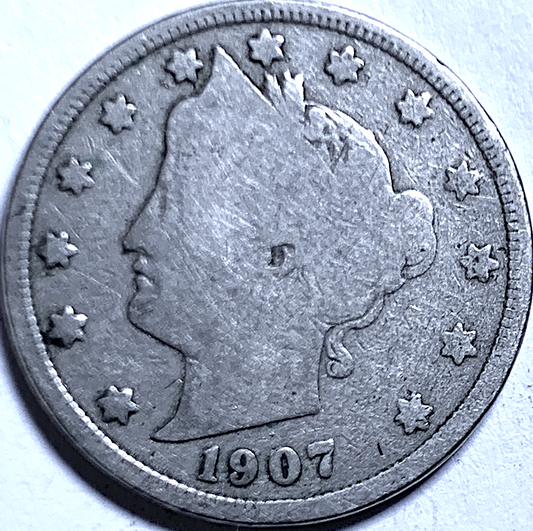 Nickel Liberty Head de 1907 – KM#112 – États-Unis – 39,2 millions d'exemplaires frappés