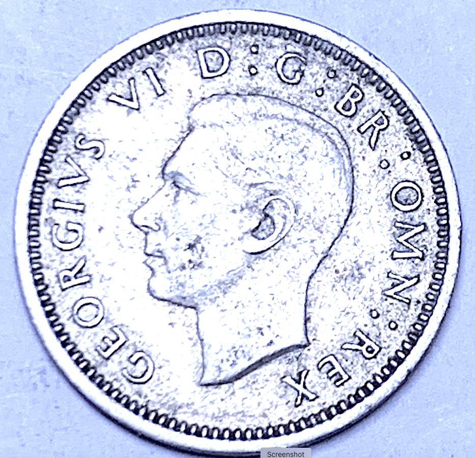 Moneda de plata de 3 peniques del Reino Unido de 1941, Jorge VI, KM#848 — Acuñación: 7,98 millones