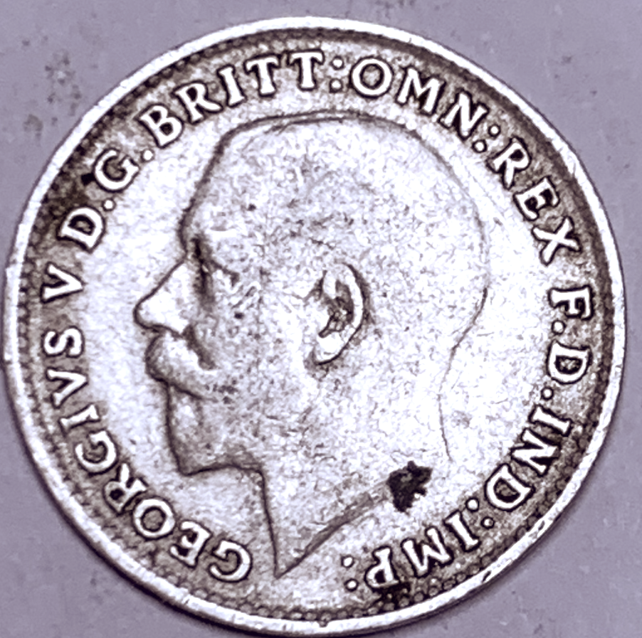 Reino Unido 1919 3 peniques – Rey Jorge V – Plata .925 – KM# 813