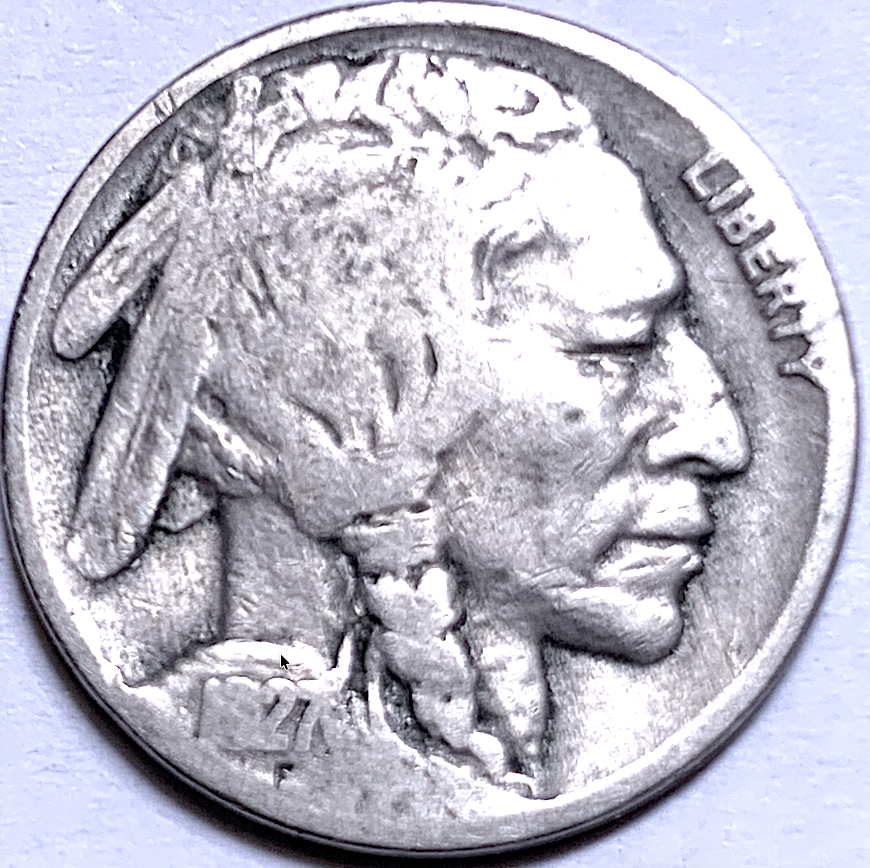 USA 1927 5 Cents Buffalo Nickel – KM#134 – Copper-Nickel, 37.98M Mintage