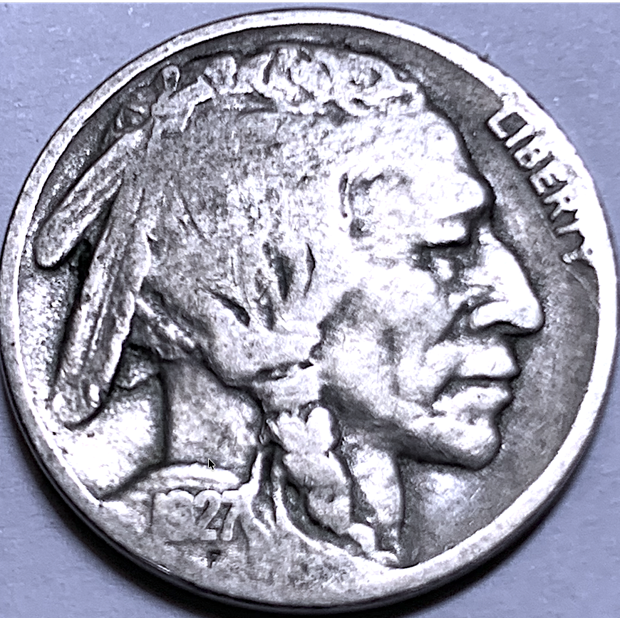 USA 1927 5 Cents Buffalo Nickel – KM#134 – Copper-Nickel, 37.98M Mintage