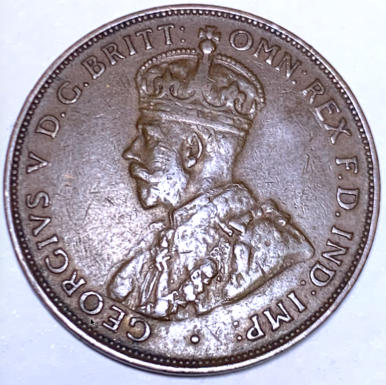 Australia 1935 1 Penny Bronze Coin — KM# 23, Melbourne Mint, 3.725M