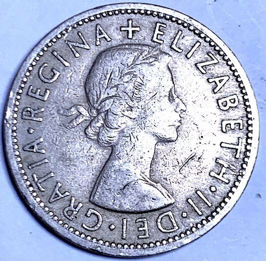 United Kingdom 1957 Florin 2 Shillings Elizabeth II KM#906 Copper-Nickel
