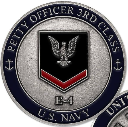 Moneda de desafío del suboficial de tercera clase E-4 de la Marina de los EE. UU.