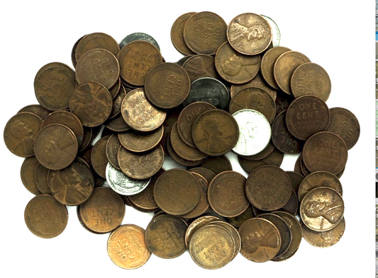 Lote de 110 monedas de centavo de trigo — Mezcla PDS de 1909 a 1958, en circulación