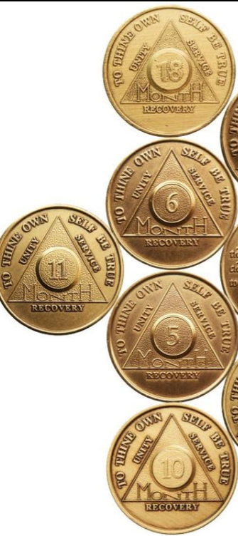 Ensemble de médailles de bronze AA Recovery — Jetons Sérénité de 1 à 18 mois