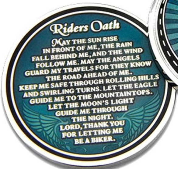Moneda Harley‑Davidson n.° 8008581 del juramento del motociclista: ficha azul y plateada de 1,75″