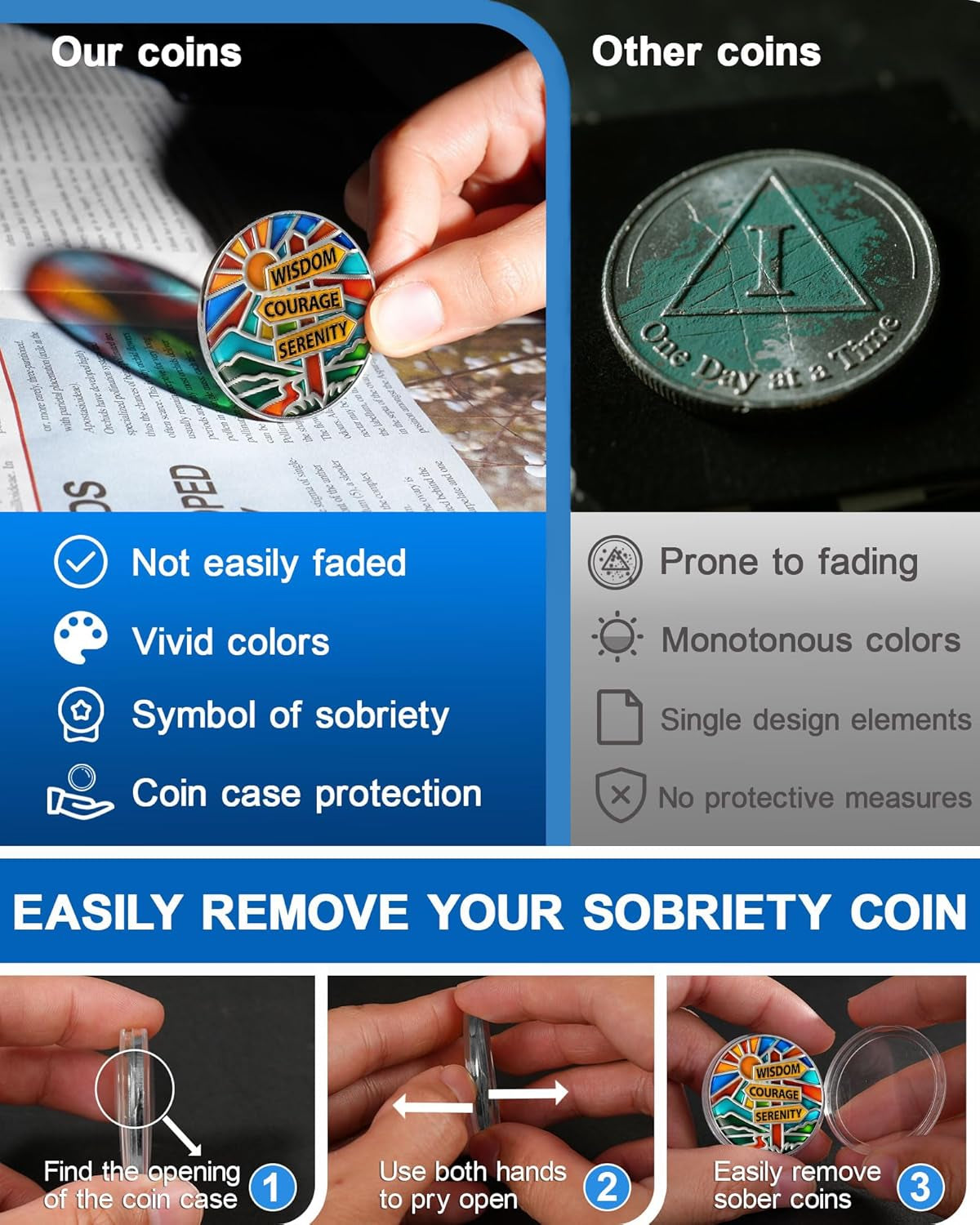 Stained Glass Sobriety Coin | Sober Signpost AA Medallion - Celebrating Alcohol-Free Living and Addiction Recovery - Non Religious Sobriety Gift for Men and Women