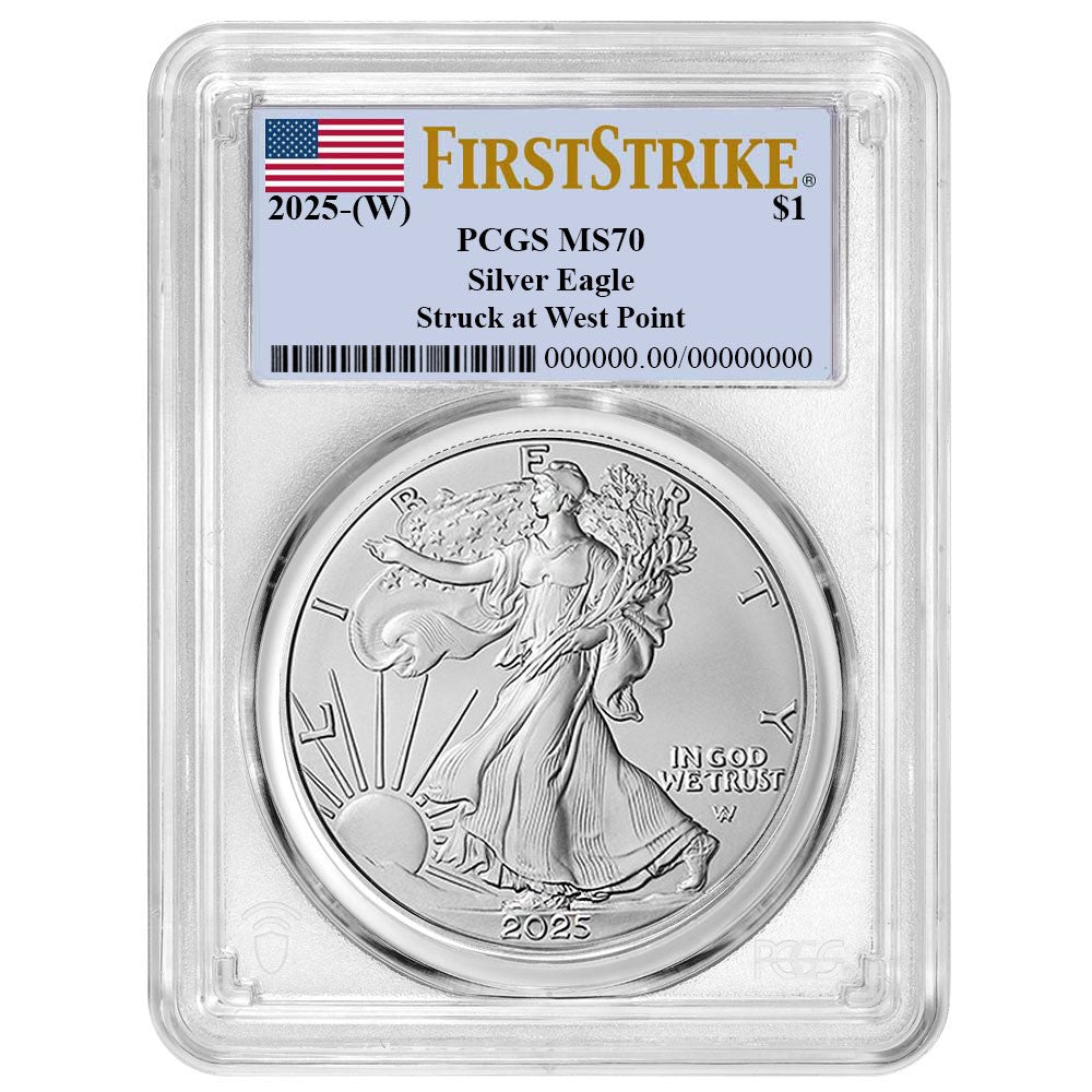 2025 (W) $1 American Silver Eagle PCGS MS70 FS Flag Label