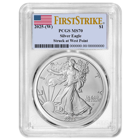 2025 (W) $1 American Silver Eagle PCGS MS70 FS Flag Label