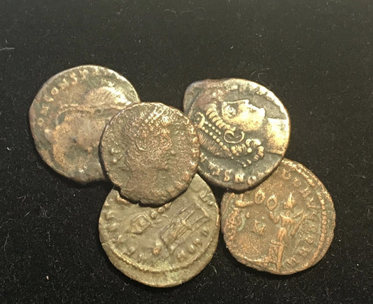 IT 5 Roman Coins Emperor Constantine Dynasty Comes in Velvet Gift Bag Good