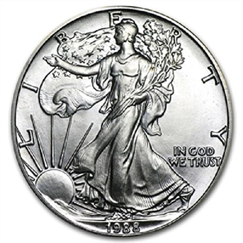 1988-1 Ounce American Silver Eagle Shipping .999 Fine Silver with Our Certificate of Authenticity Dollar Uncirculated US Mint