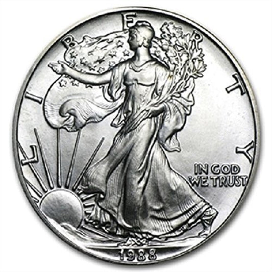 1988-1 Ounce American Silver Eagle Shipping .999 Fine Silver with Our Certificate of Authenticity Dollar Uncirculated US Mint