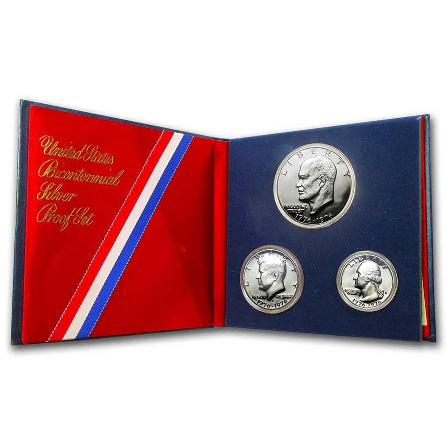 1976 S U.S. Mint 3-Coin Bicentennial 40% Silver Proof Set Proof