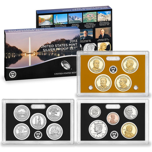 2013 S U.S. Mint 14-Coin Silver Proof Set - OGP Box & COA Proof