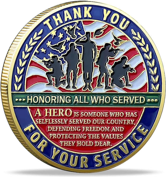 Thank You for Your Service Military Appreciation Challenge Coin (Single Coin)