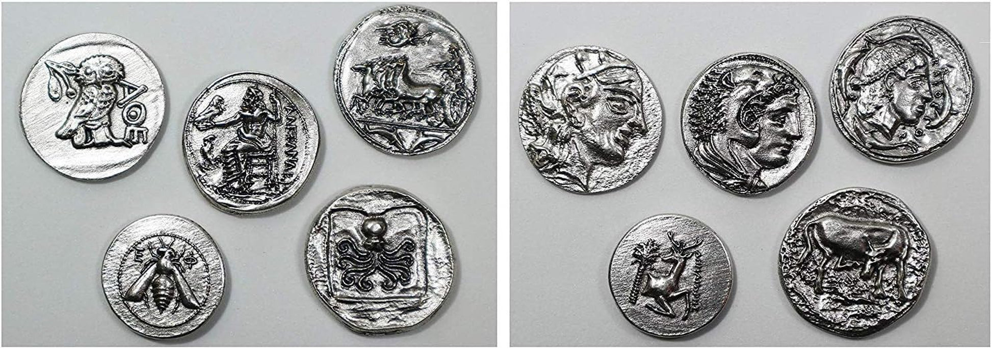 Silver Plated Ancient Greek Coins - Reproduction Tetradrachm - 5 Pieces Set