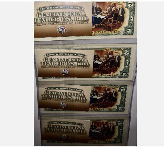 Once-in-a-lifetime opportunity: 4 Legal Tender Two Dollar Bills with Upside-Down