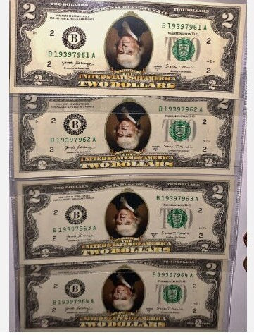 Once-in-a-lifetime opportunity: 4 Legal Tender Two Dollar Bills with Upside-Down