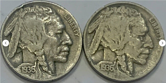 2 Pcs 1936 USA 5 Cents Coin - A Historical Treasure with Potential Errors